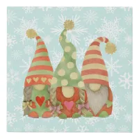 Watercolor Scandinavian Gnome Trio Christmas Faux  Faux Canvas Print