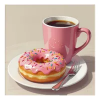 Pink Frosted Donut and Coffee  Acrylic Print