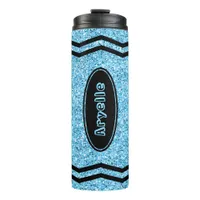 Custom Kids Name Sky Blue Glitter Crayon Tumbler