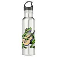 Funny Frog Playing Guitar   Stainless Steel Water Bottle