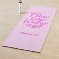 Motivational quote pink flow like water yoga mat