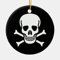 Skull and Crossbones Ceramic Ornament