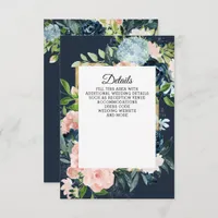 Rustic Watercolor Navy Blush Gold Floral Wedding E Enclosure Card