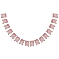 Rose Gold Sparkle Glitter Drips Monogram Birthday Bunting Flags
