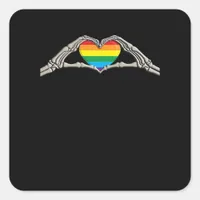 Bone Hands Heart Active Modern Aesthetic Square Sticker