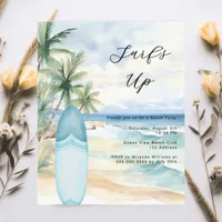 Surf's up beach surfboard summer party invitation