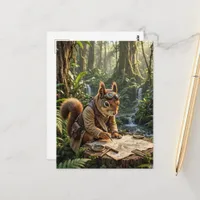 Cute Fantasy Squirrel Explorer Postcard