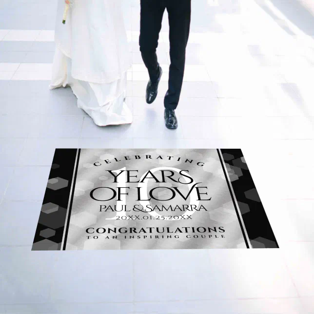 Elegant 10th Tin Wedding Anniversary Celebration Floor Decals