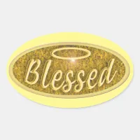 Blessed Shiny Nostalgia Halo Slogan Fun Oval Stick Oval Sticker