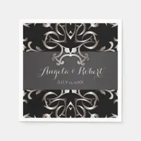 Vintage Fancy Elegant Bronze Black Baroque Wedding Napkins