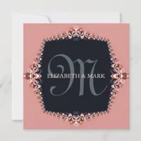 Petite Orchid Pink Monogram Wedding Invitation