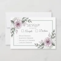 Mauve Roses Elegant Floral Wedding RSVP