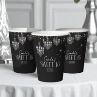 Old Hollywood B & W Chandelier Sweet 16 ID1108 Paper Cups