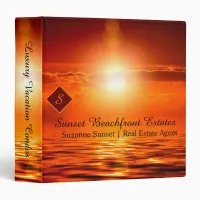 Monogram Sunset Orange Sky Sea of Gold Real Estate 3 Ring Binder