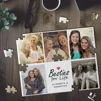 Besties for Life Script Best Friends Photo Collage Jigsaw Puzzle