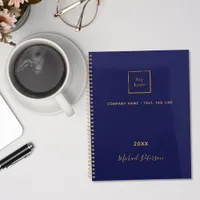 Business logo navy blue gold monogram 2025 planner