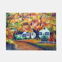 Watercolor North American  Fall Landscape Doormat