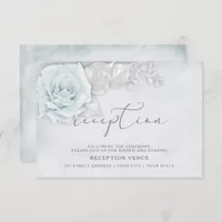 Shimmery Blue and White Roses Reception Invitation