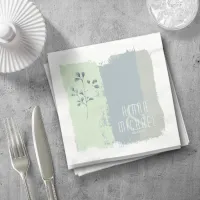 Paint Strokes Greenery Wedding Green/Blue ID818 Napkins