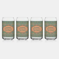 Southwestern Teal Geometric Custom Drinking Glass