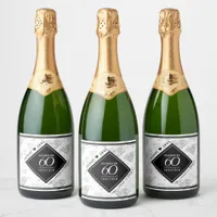 Elegant 60th Diamond Wedding Anniversary Sparkling Wine Label
