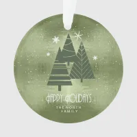 Christmas Trees and Snowflakes Green ID863 Ornament