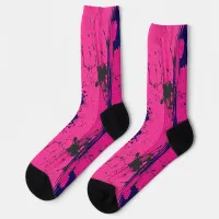 Splatter Art Crimson Black Blue Abstract Art Socks