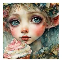Adorable Elf With a Cupcake Acrylic Print