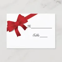 Red Bows Winter Wedding Place Card