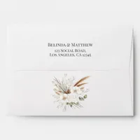 Rustic Pampas Grass Boho Floral Wedding Envelope