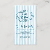 Café Bébé French Modern Blue Boy Baby Shower Enclosure Card