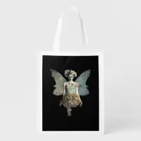 Whimsigoth Zombie Fairy Old Timey Gothic Moody Art Grocery Bag