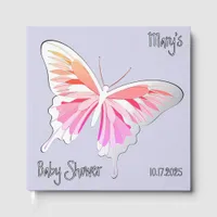 Butterfly Sweet Palette Baby Shower Silver Foil  Foil Guest Book