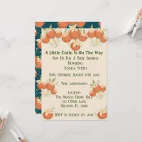 A Little Cutie is On The Way -Orange Blossom-Teal Invitation