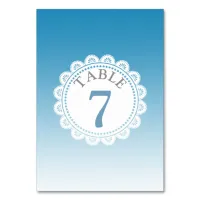 Gradient Blue Wedding Table Number Card