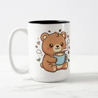 Cute Bear Coffee Latte Art Mug Two-Tone