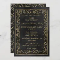 Black Gold Elegant Corporate Holiday Party  Invitation