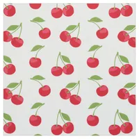 Red Cherry Pattern On White Fabric