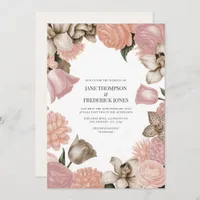 Champagne Blush, Oyster Pink & Latte Beige Wedding Invitation