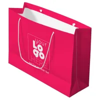 Custom Paper Company Logo on Hot Pink Shopping Large Gift Bag