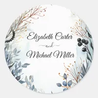 Ethereal Delicate Watercolor Serene Foliage   Classic Round Sticker