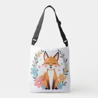 "Floral Fox Delight – Cute Woodland Charm" Crossbody Bag