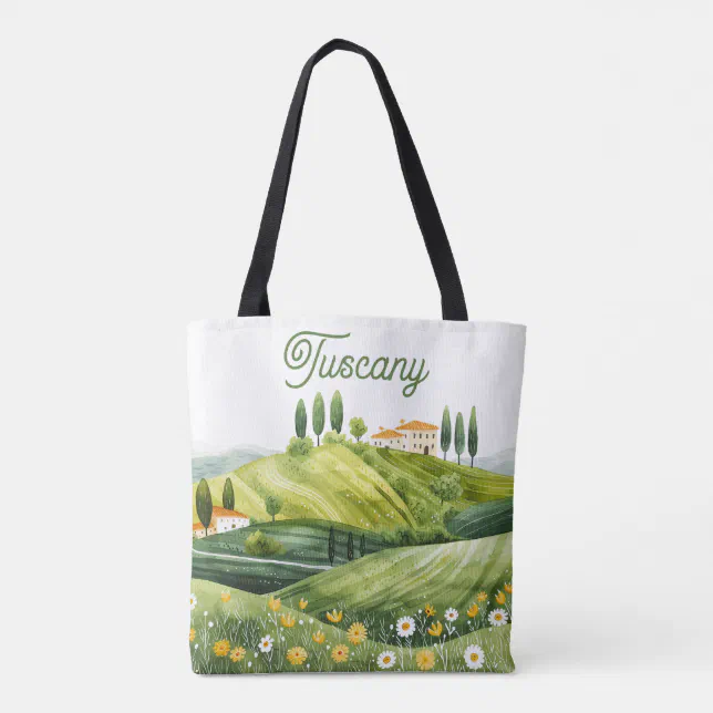 Cute Watercolor Illustration of Tuscany Italy Tote Bag