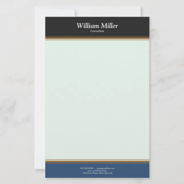 Modern Minimalist Black Blue Stripes Stationery