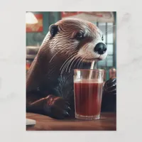 The Otter Drinking a Soda in a Cafe Postcard