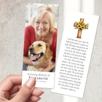 In Loving Memory Photo Sunflower Cross Funeral Bookmarks