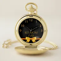 Mother black gold bow pocket watch