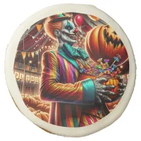 Scary Clown with Jack O' Lantern Halloween Sugar Cookie