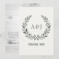 Rustic Monogram I Do BBQ Wedding Thank You Card