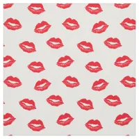 Sexy Red Lips Pattern On White Fabric